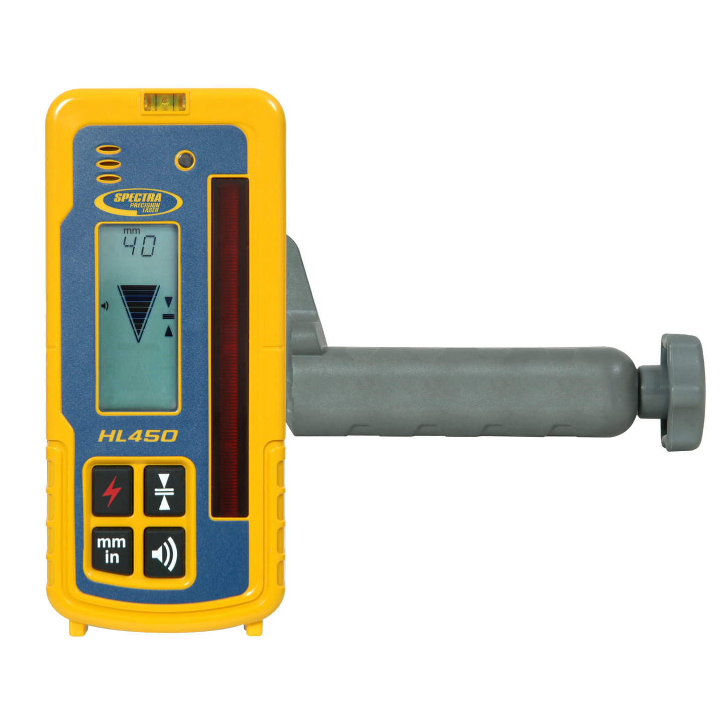 Spectra HL450 Handempfänger | Präzise Laserempfänger mit Digitalanzeige | robuster Bauweise für Baustellen | 2-seitiges LCD-Display mit Adapter C45