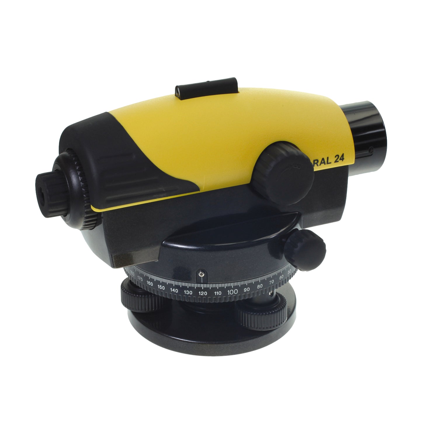 rabo construction leveling device RAL24 set, including flat head tripod 0.97 - 1.60m and telescopic leveling staff 5m