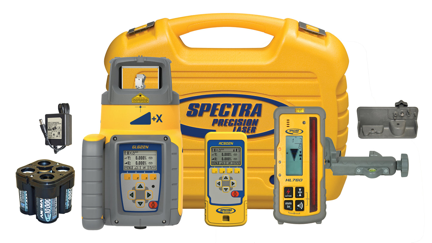 Spectra fully automatic 2-axis grade laser SpectraPrecision GL622N, incl. HL760, radio remote control RC402N