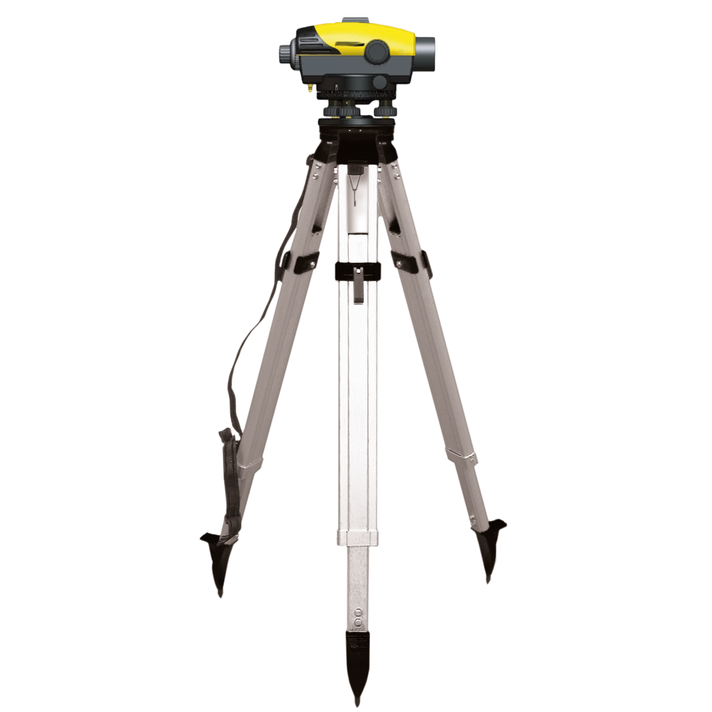 rabo construction leveling device RAL24 set, including flat head tripod 0.97 - 1.60m and telescopic leveling staff 5m