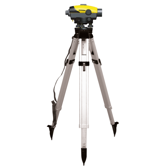 rabo construction leveling device RAL24 set, including flat head tripod 0.97 - 1.60m and telescopic leveling staff 5m