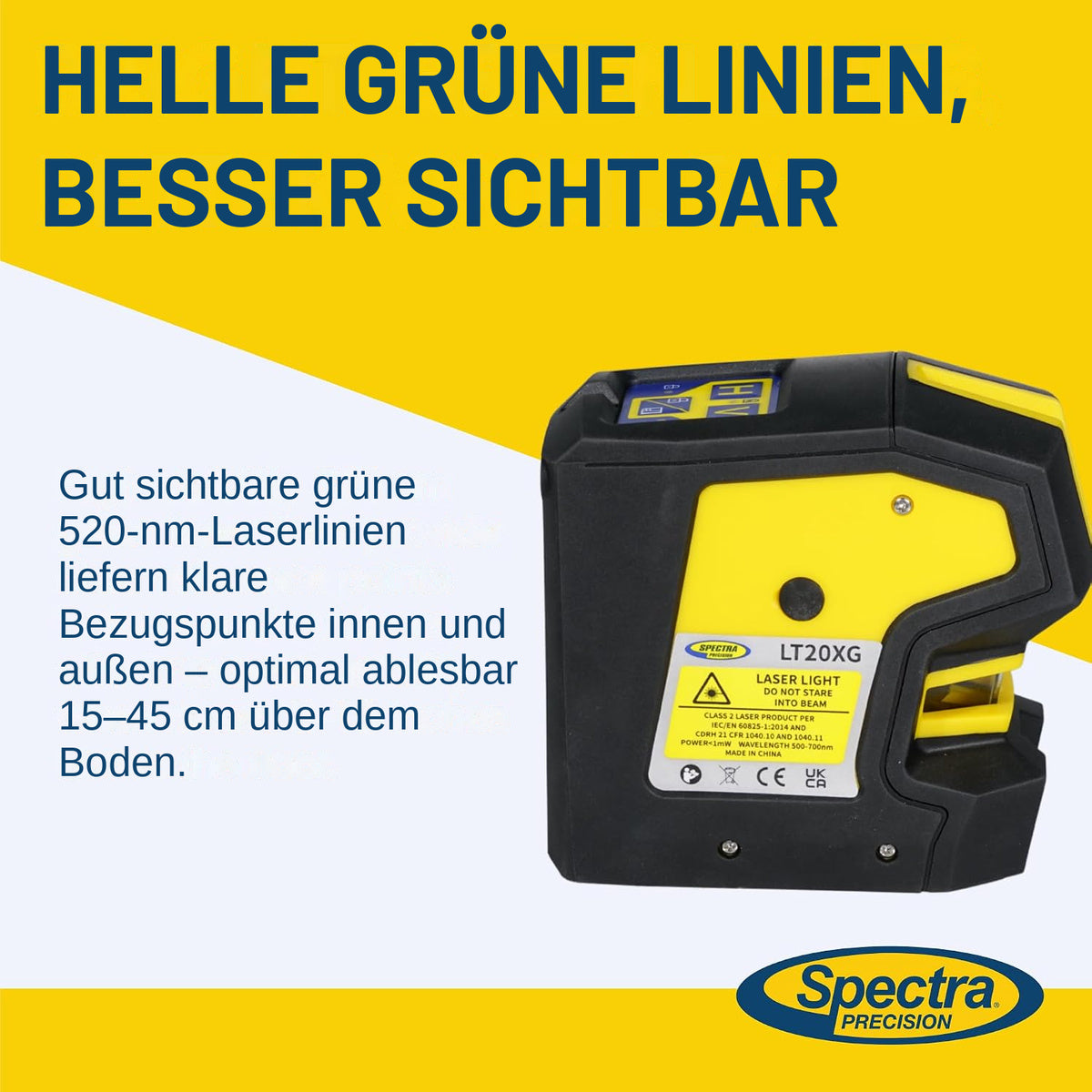 Spectra Precision LT20XG Kreuzlinienlaser – grüner Laser, selbstnivellierend
