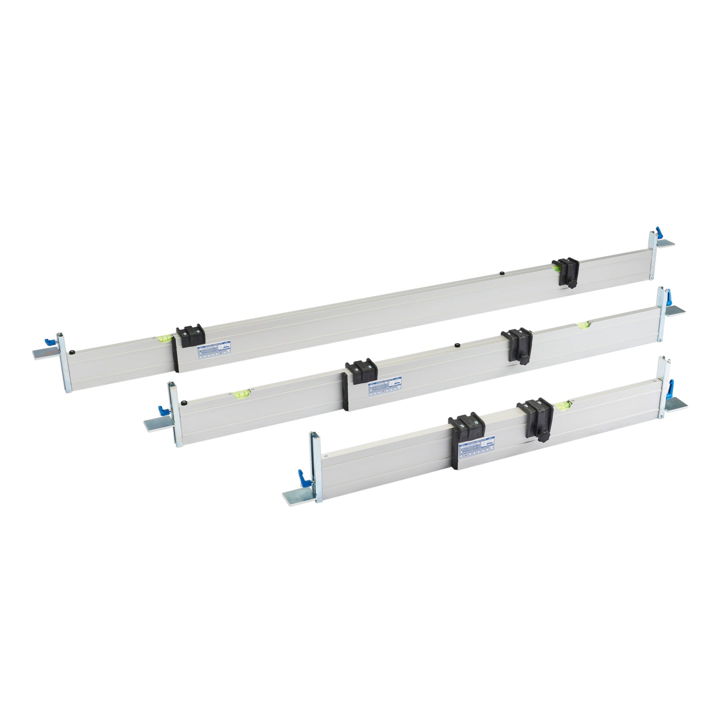 rabo Set B 3-teilige stufenlos verstellbare Abziehlatten mit einer Arbeitsbreite von 0,60-2,75m für den Außenbereich mit je 2 variablen Höhenanschlägen von 0-11 cm