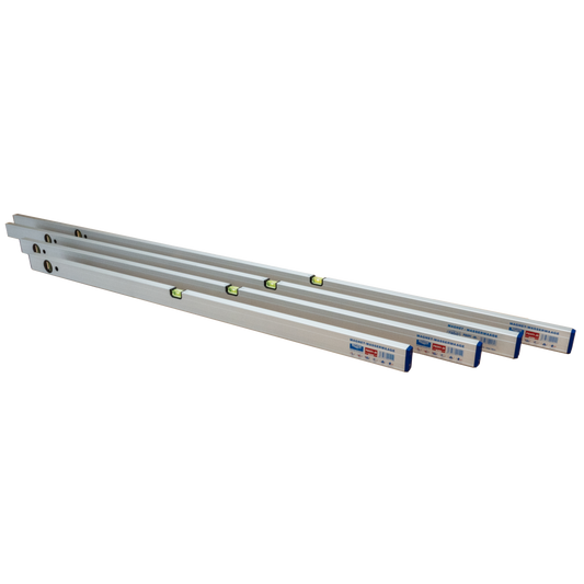 Niveaux à bulle magnétiques en aluminium Rabo, lot de 4 : niveaux à bulle 120 + 150 + 180 + 200 cm pour des mesures horizontales et verticales précises