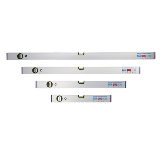 RABO Alu-Magnet-Wasserwaagen Set 4-teilig | 40 + 60 + 80 + 100 cm | „Profi-M“ | 1990MSet-1