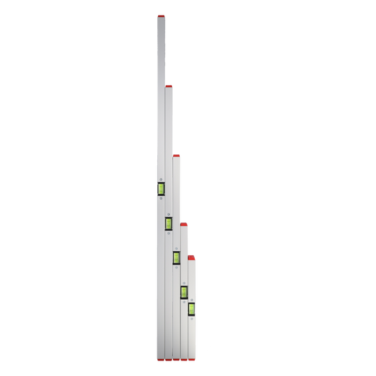 rabo aluminum spirit level set, 5 pieces: 30 + 40 + 60 + 80 + 100 cm, spirit levels for precise horizontal and vertical measurements