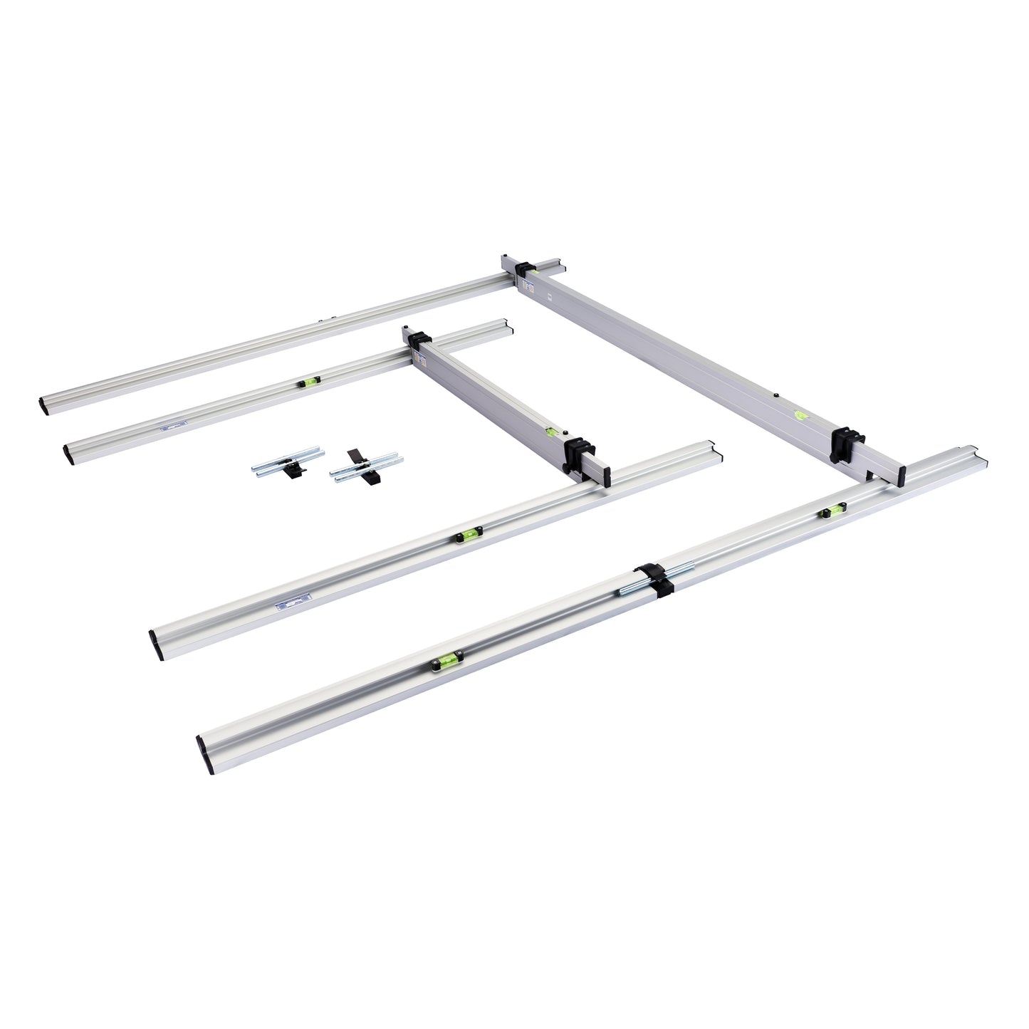 jauge de remplissage à sec rabo 10 pièces | 5 rails de base 2 x 1 m + 2 x 1,5 m + 1,50 m et 2 m | 1 barre de nivellement réglable | Ensemble Uni