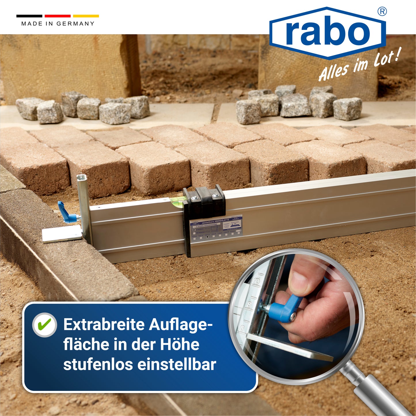 rabo variable height stop 1 pair with C-rail from 0-11cm for pull-off rail 1045VRH