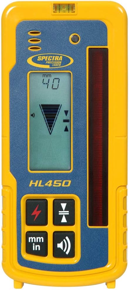 Récepteur portable Spectra HL450 | Récepteur laser précis avec affichage numérique | construction robuste pour chantiers | Écran LCD 2 faces avec adaptateur C45