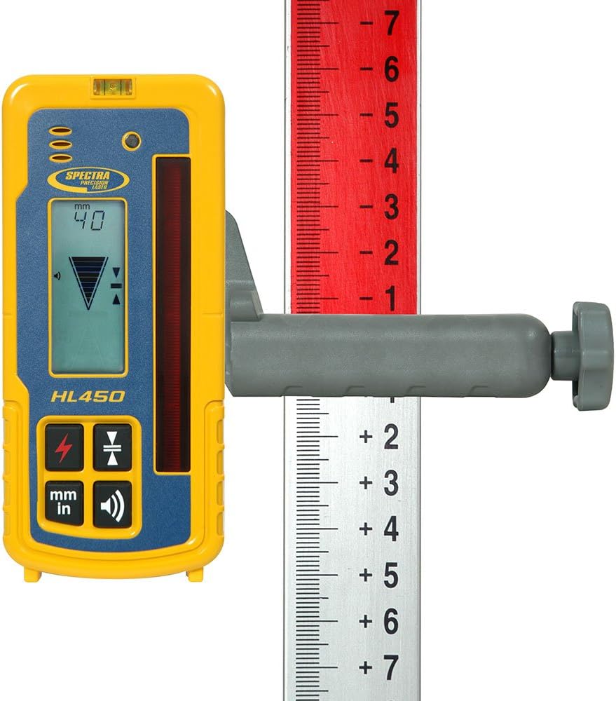 Récepteur portable Spectra HL450 | Récepteur laser précis avec affichage numérique | construction robuste pour chantiers | Écran LCD 2 faces avec adaptateur C45