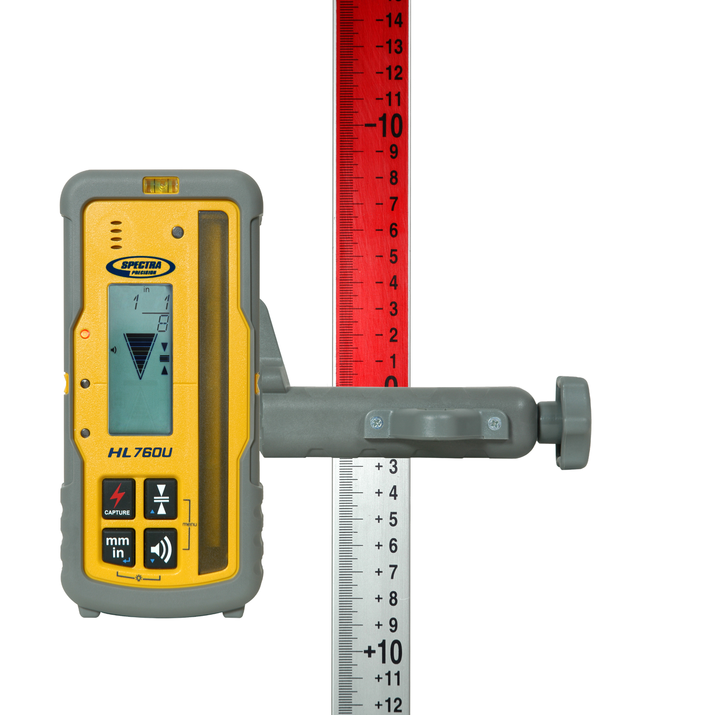 Spectra Handempfänger HL760U für Rot-, IR- und Grünstrahl-Laser, LED+LCD Anzeige, mit Adapter C70