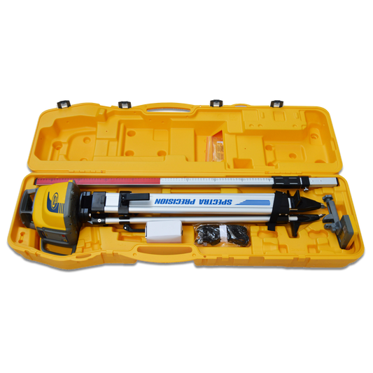 SPECTRA PRECISION LL300N-5 Rotationslaser-Set | Selbstnivellierender Baulaser für mittelgroße Baustellen inklusive Handempfänger HL450 im Systemkoffer für Höhenkontrolle, Rampen und Aushub.