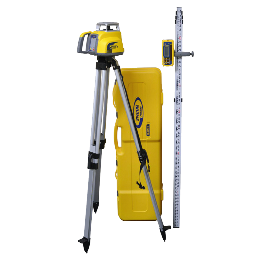 Spectra Precision LL300N-6 Rotationslaser-Set | Selbstnivellierender Baulaser inkl. HL450, RC601, Stativ und Nivellierstab im Systemkoffer