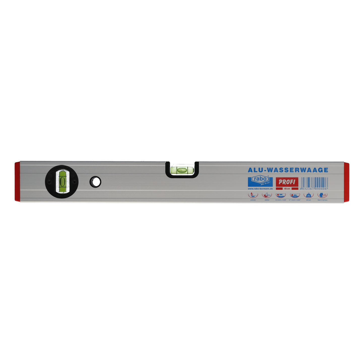 rabo aluminum spirit level 200 cm with 2 horizontal and vertical vials for precise horizontal and vertical measuring "Professional"